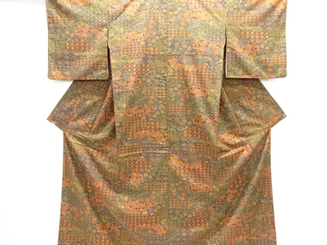 JAPANESE KIMONO / TSUMUGI / CLASSICAL PATTERN & FLOWER